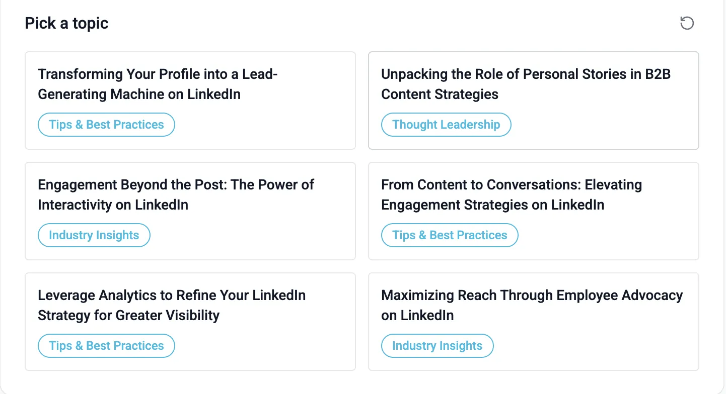 Topic suggestions from your profile